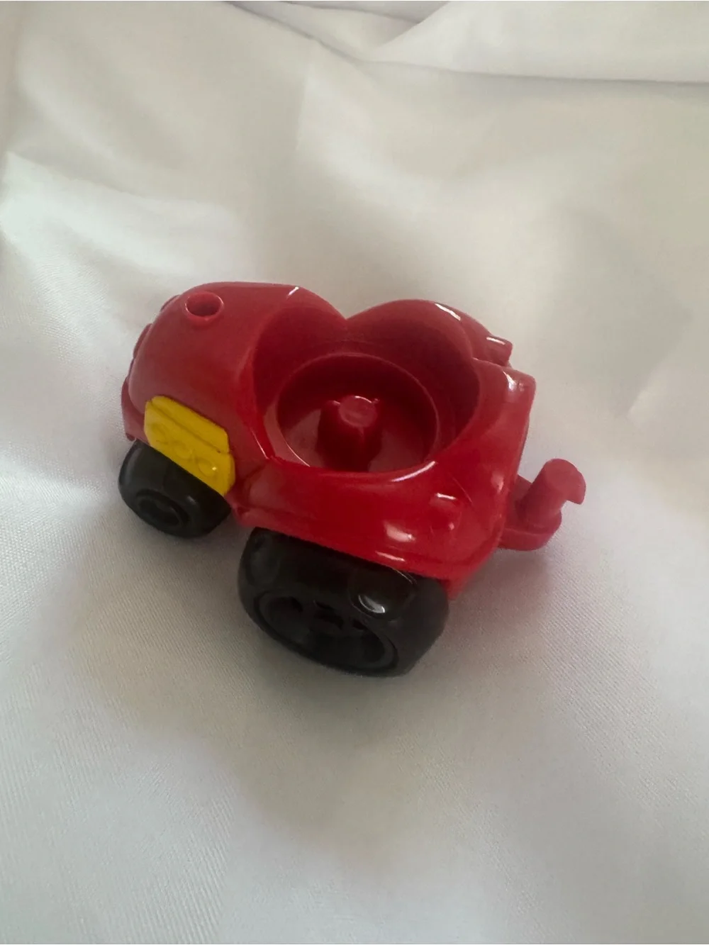 Fisher-Price Red Push Toy Tractor with Black Wheels, Yellow Accent. Trailer hook